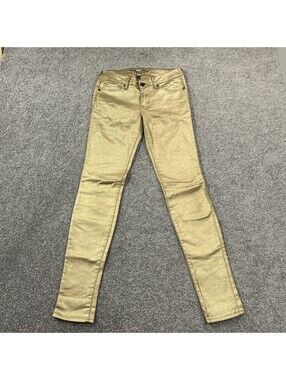 Bullhead Black CA Gold Lame Jeans Women’s Size 5 Metallic Y2K Style